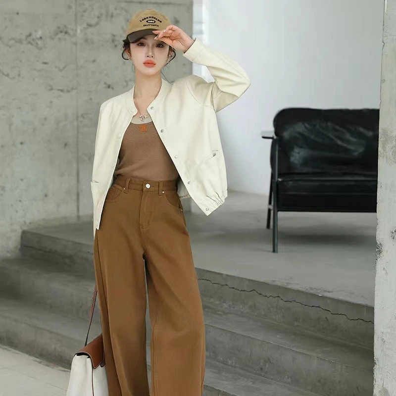 宽松洋气皮衣女夹克短款外套2025早秋新款时尚小个子休闲PU机车服