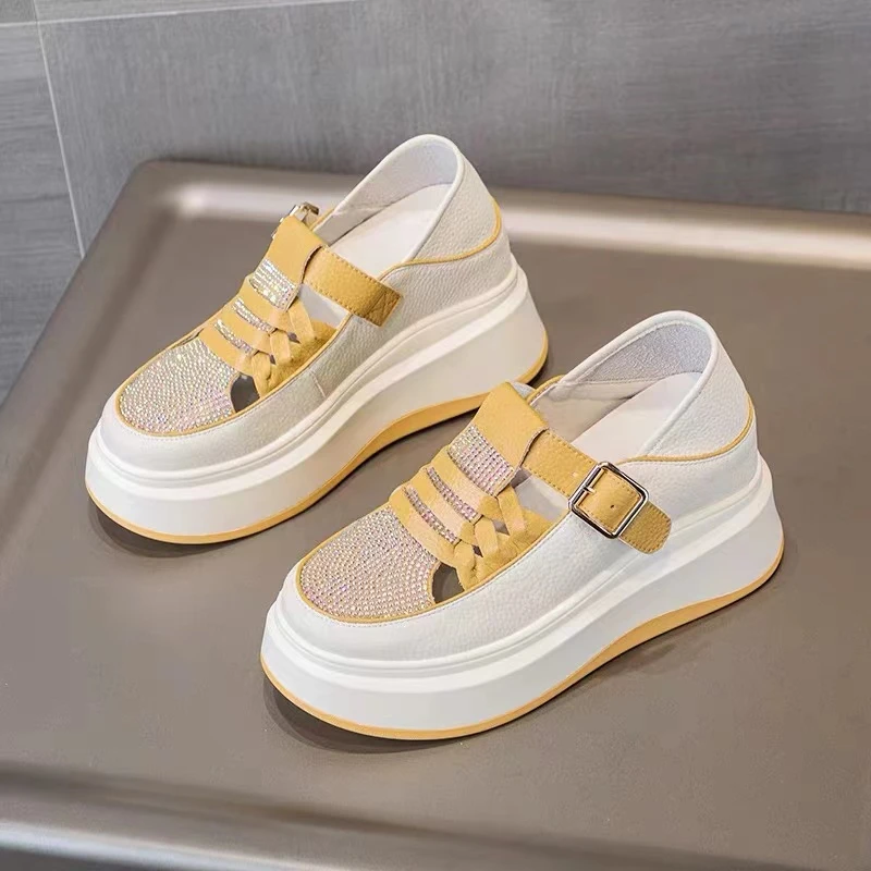 凉鞋女厚底真皮2024流行爆款搭配裙子的鞋子松糕底23008