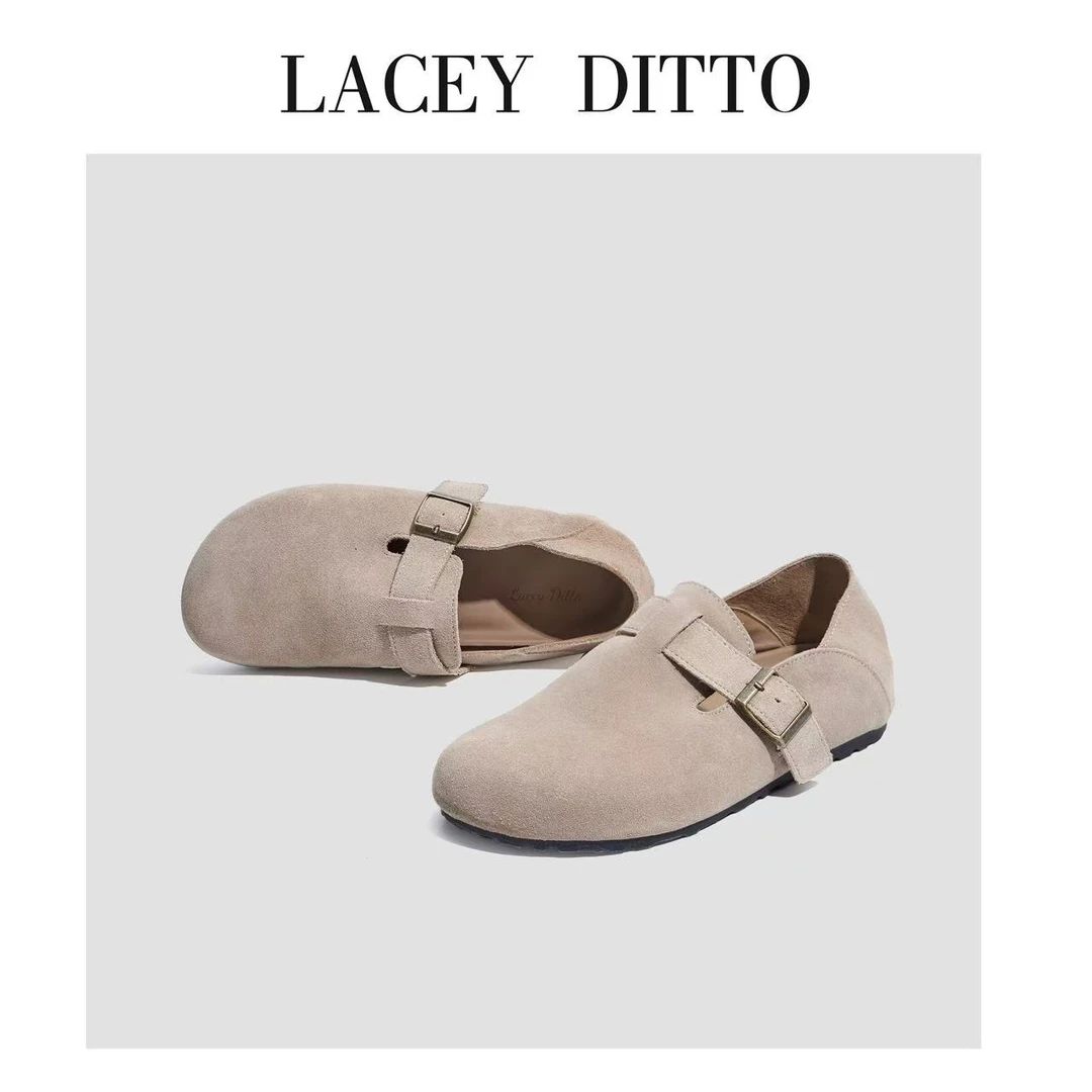 LACEY 2024 9/30 休闲一字扣磨砂真皮勃肯鞋