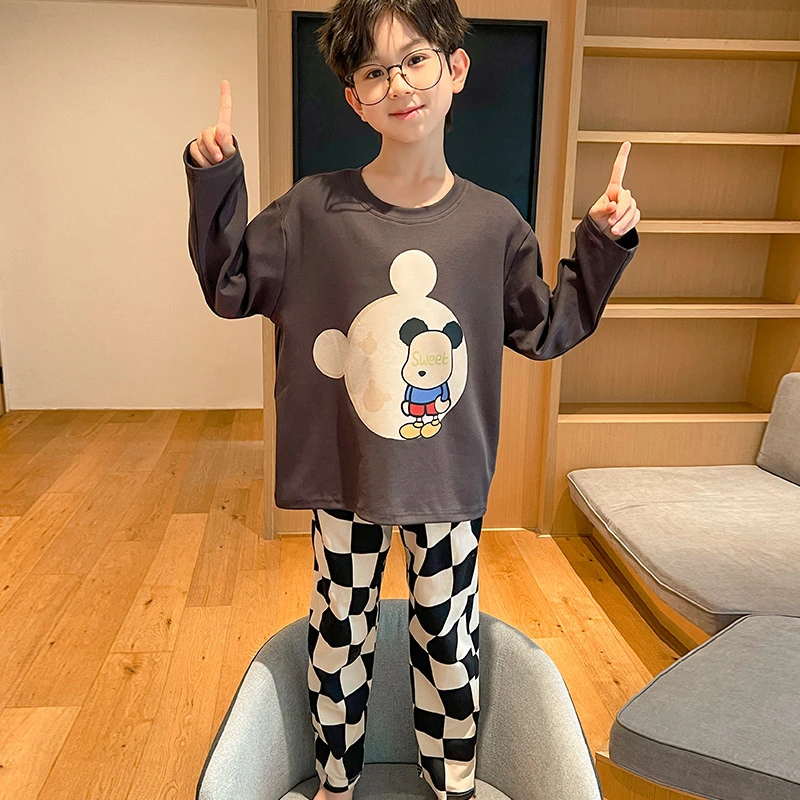 YUZHAOLIN/俞兆林小熊睡衣儿童家居服春秋季纯棉长袖男孩秋款童装