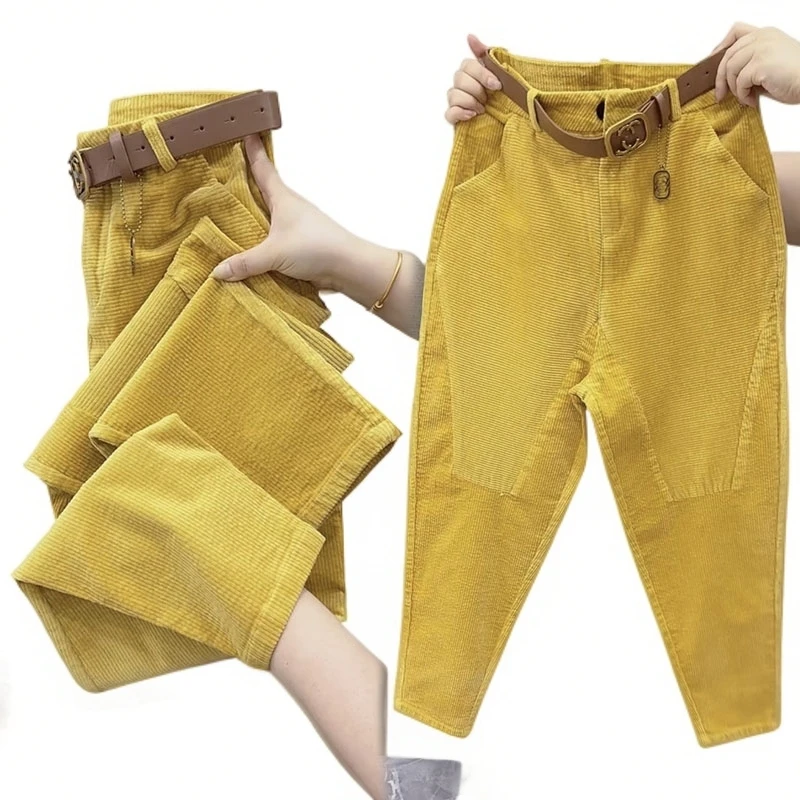 2024秋季网红爆款马丁裤新款时尚拼接纯色休闲裤宽松显瘦哈伦裤女