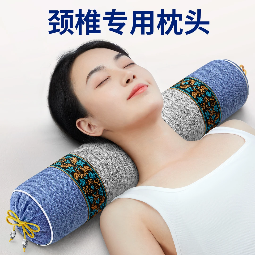 荞麦壳12味中草圆形枕头睡眠枕头枕芯热敷护颈椎助睡觉颈椎专用