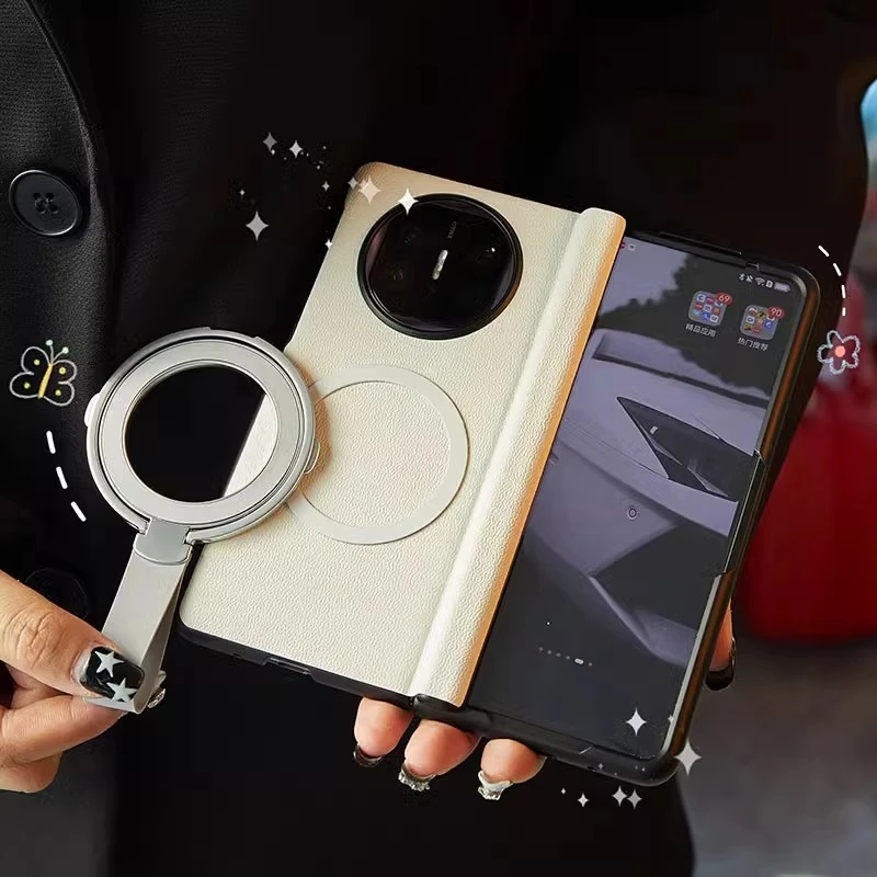 适用华为matex5手机壳x3x5新款磁吸手提简约商务折叠屏全包保护壳