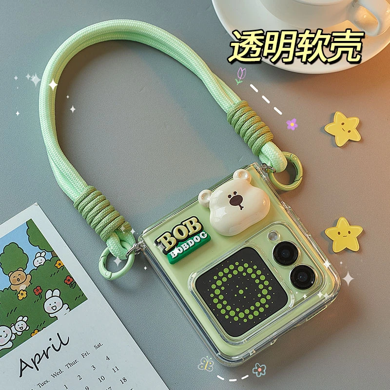 适用华为novaflip手机壳新款可爱小熊手提折叠屏防摔透明软壳保护