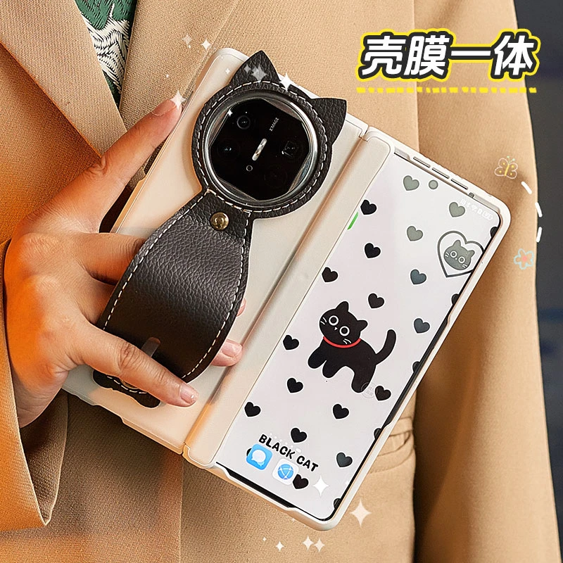 适用华为matex5手机壳新款可爱猫咪腕带全包防摔超薄折叠屏保护壳