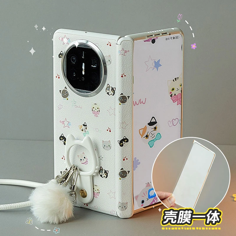 适用华为matex5手机壳新款典藏版X3X5猫咪指环全包防摔折叠屏保护