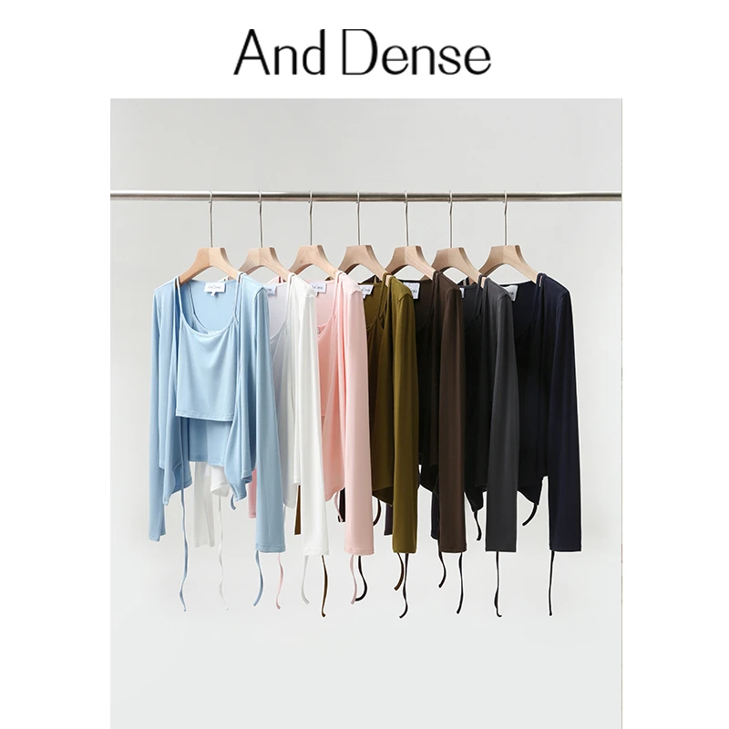 And Dense女装辣妹两件套短款上衣设计感小众女绑带开衫防晒衣