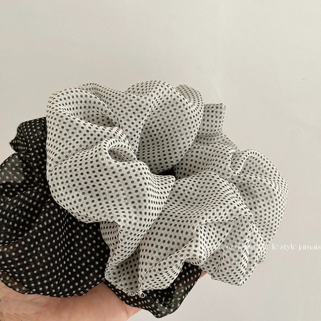 轻纱细波点复古简约大肠发圈欧根纱布艺头花气质发绳头圈发饰