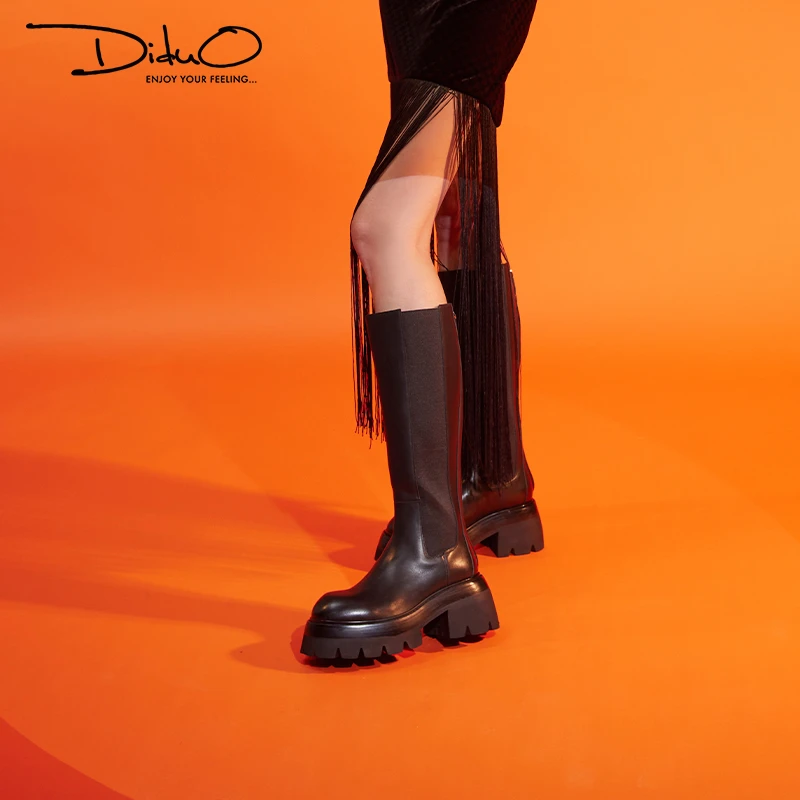 迪朵·Diduo【猎奢系列】厚底高筒切尔西骑士长筒靴#D3D717D1005