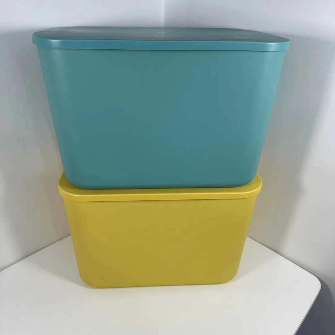 【黄和绿两个装24L】杂物收纳盒家用衣袜特大号塑料框整理箱储物盒