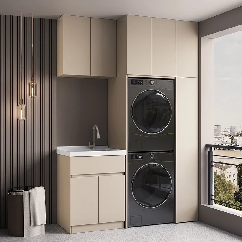 蜂窝铝阳台洗衣柜组合双洗衣机柜烘干机叠加柜卫浴柜洗衣槽带搓板