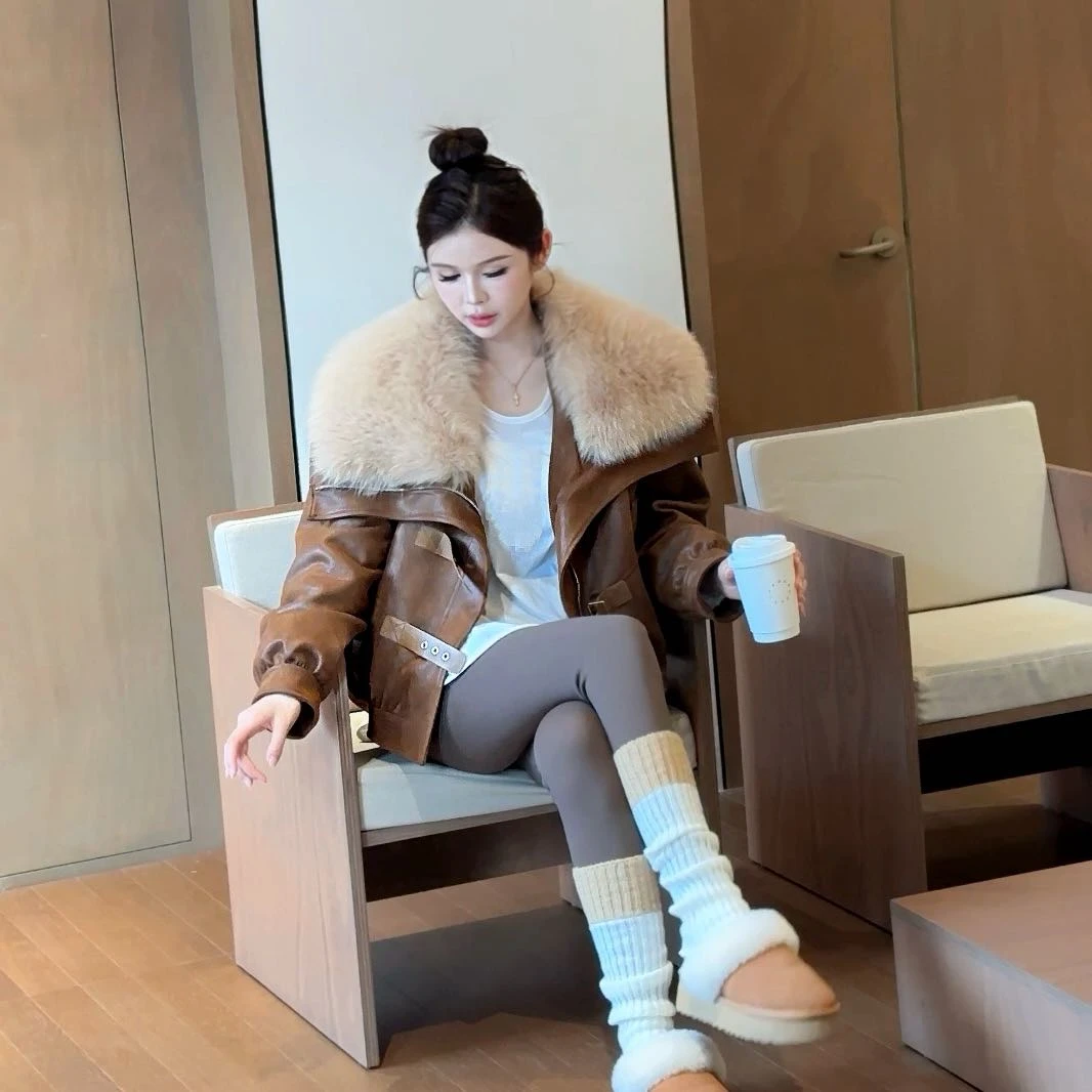 【豌豆】焦糖甜棕-2024新款爆款冬狐狸毛羽绒服