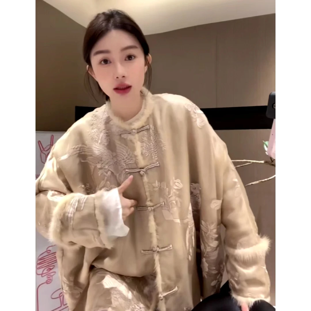 ZHUIMU.【翟鸟】新中式国风高级重工刺绣水貂毛薄棉服外套ZM7666.