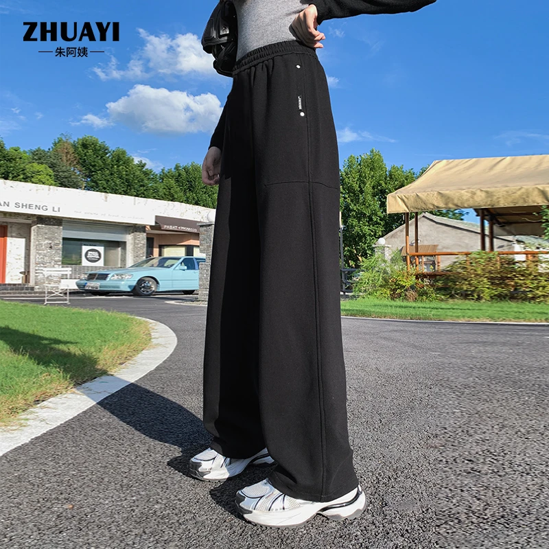 朱阿姨女童运动裤2024秋装新款休闲学生裤子宽松直筒外穿显瘦卫裤