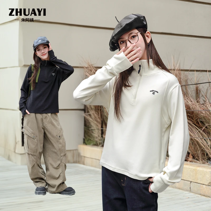 朱阿姨双面绒打底冬款半高领内搭发热大弹力上衣女(24401302)1