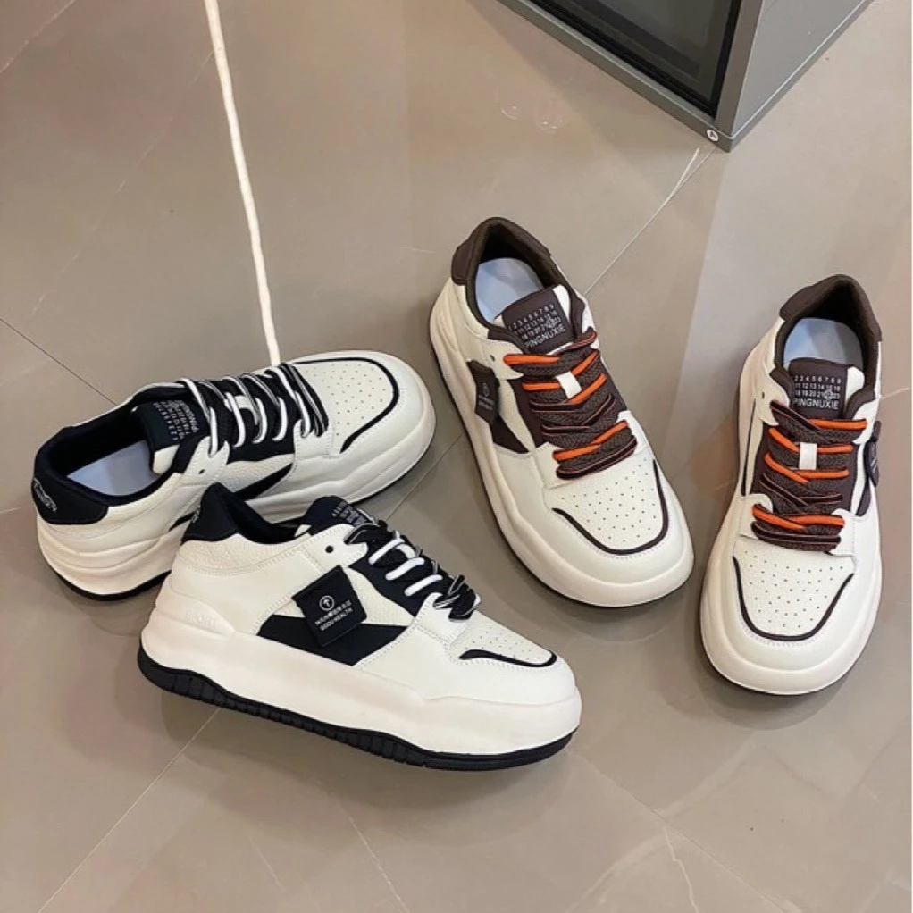 真皮女童鞋子百搭防滑女童熊猫鞋网红时尚透气厚底秋季板鞋ins