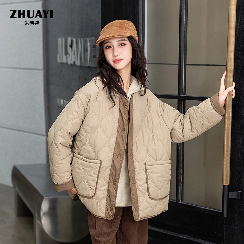 女大童棉服秋冬2024新款大童青少年夹棉外套冬季宽松内搭外穿棉衣