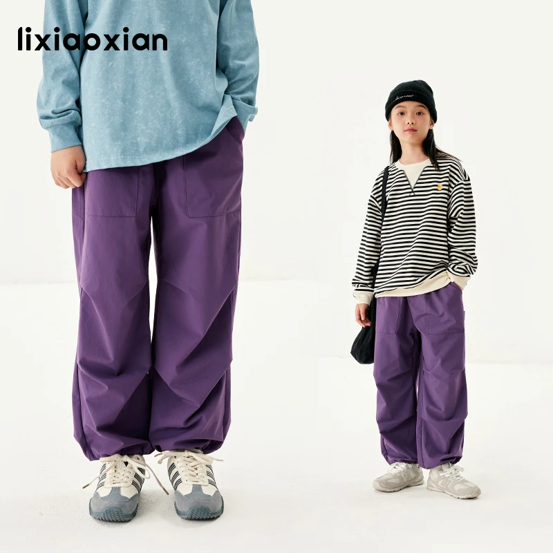 梨小闲女童洋气宽松工装裤儿童春秋款长裤子中大童百搭休闲裤