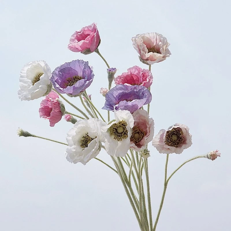 【花间拾彩】单枝5头虞美人 仿真花假花家居装饰轻奢花艺布置花卉