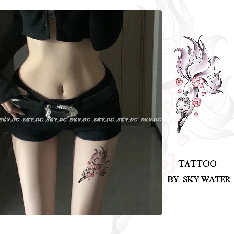 早川妖狐彩色纹身贴 ins风小众辣妹高颜值 防水持久逼真古风贴纸