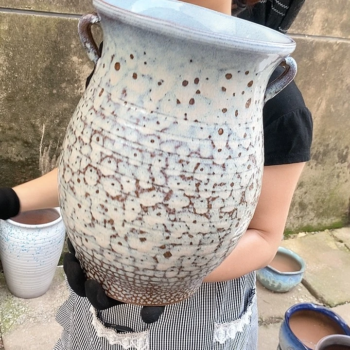 紫砂花盆瑕疵口22高32瑕疵