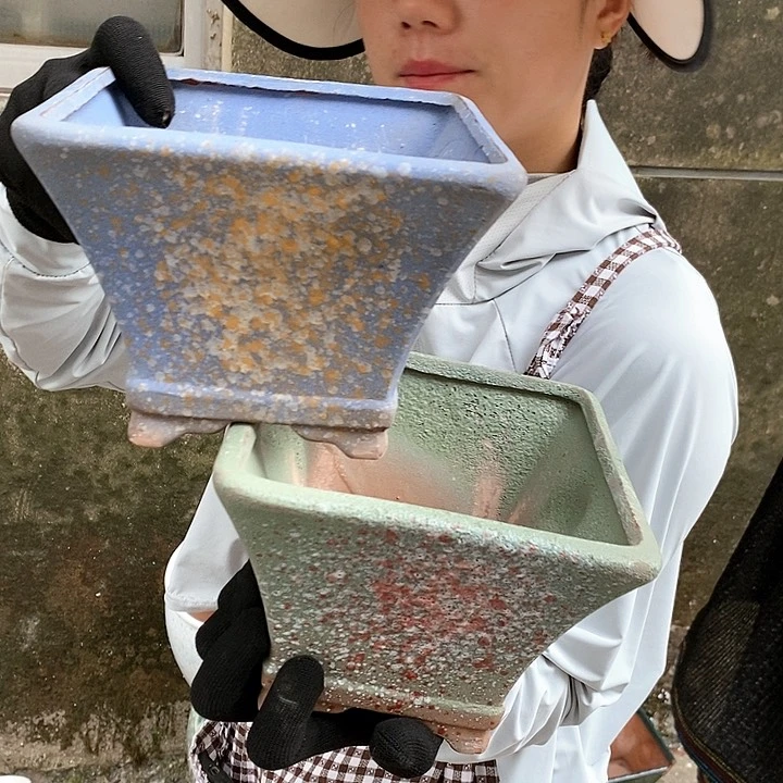 紫砂花盆瑕疵口17高13瑕疵