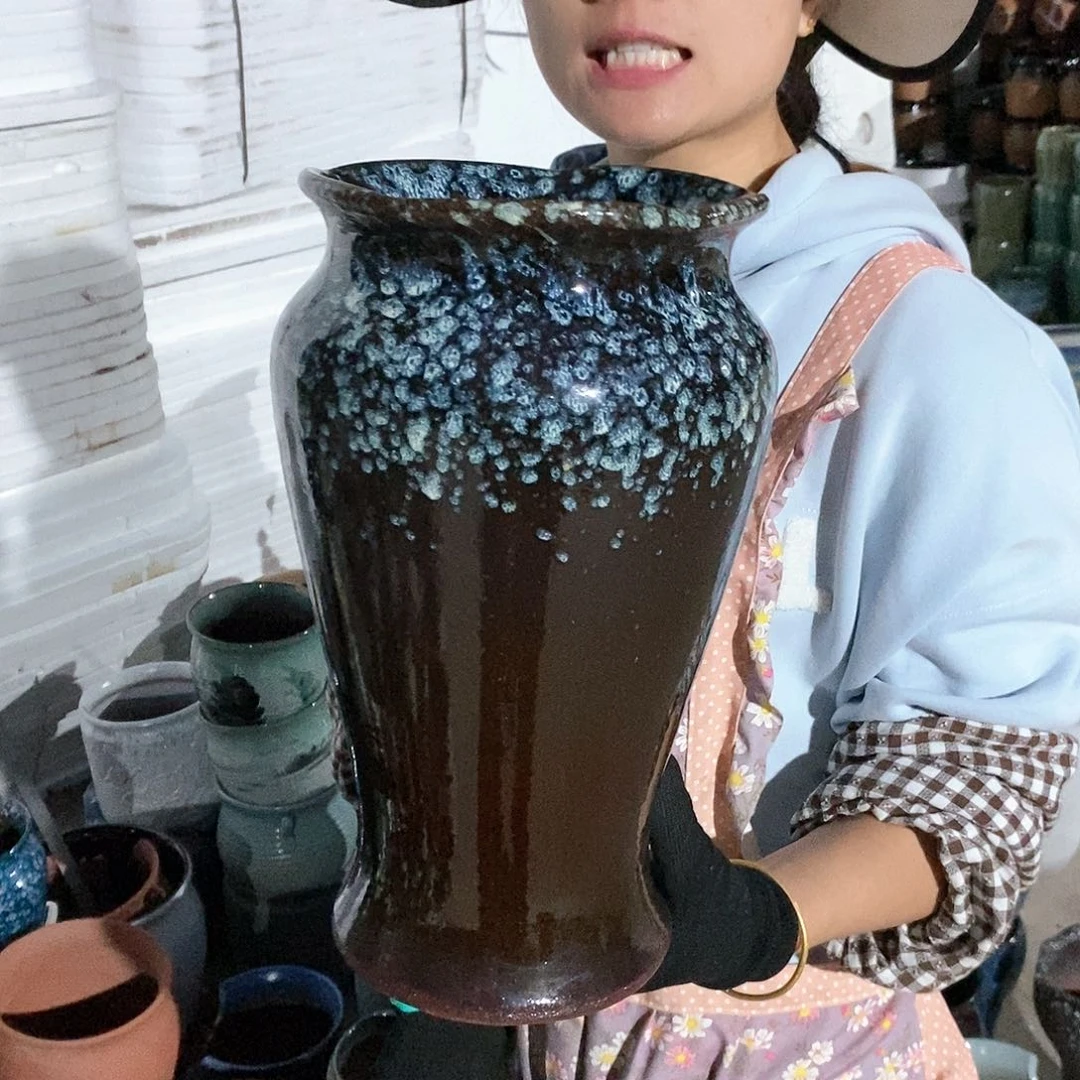 紫砂花盆瑕疵口17高30