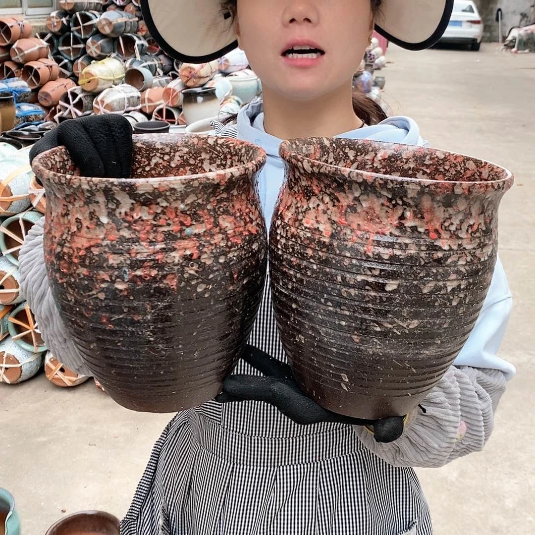 紫砂花盆瑕疵口18高21