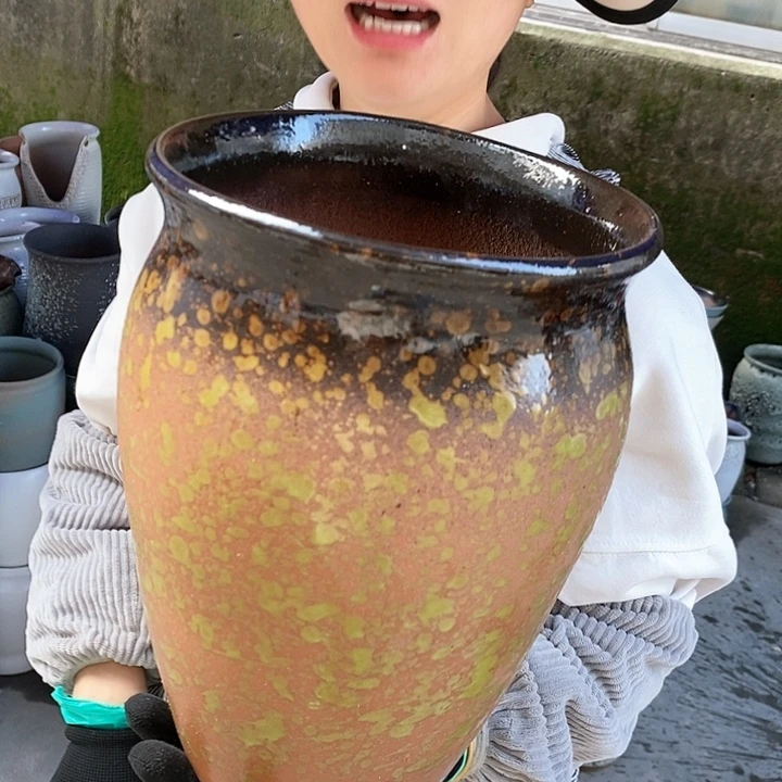 紫砂花盆瑕疵口20高28瑕疵