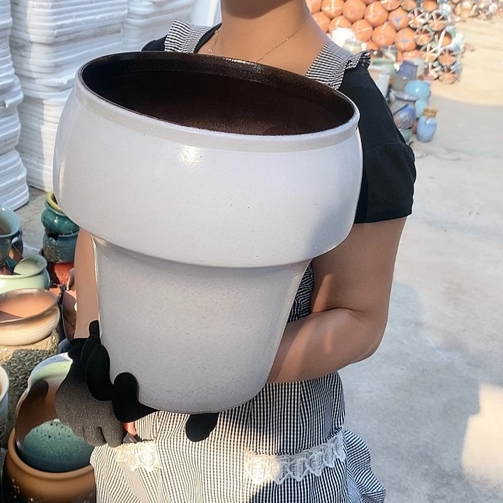 紫砂花盆瑕疵口22高27瑕疵