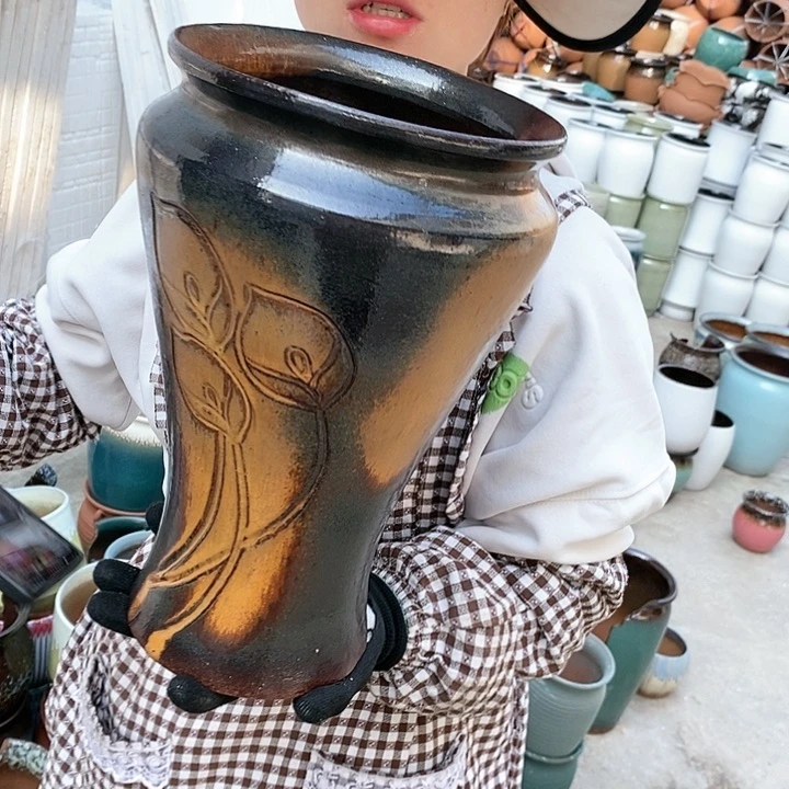 紫砂花盆瑕疵口18高30