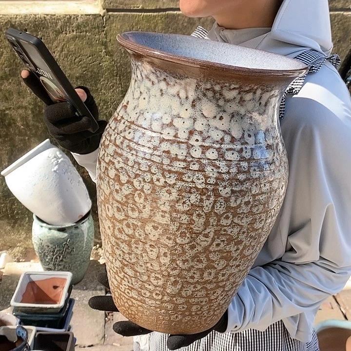 紫砂花盆瑕疵口20高32瑕疵
