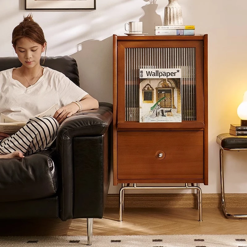 森林物语樱桃木小边柜北欧实木边柜日式立柜客厅储物柜玄关收纳柜