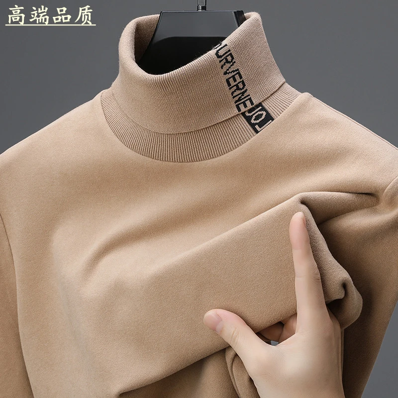 秋冬男士德绒打底衫 男士高品质双面德绒保暖翻领高领休闲体恤衫x