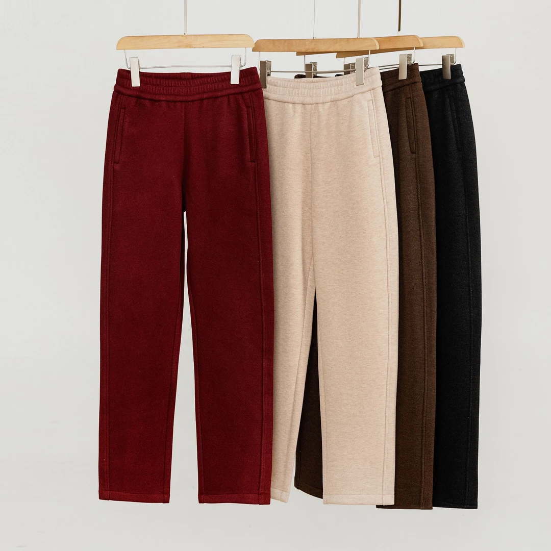 【澳洲生态羊毛】冬季新款休闲直筒裤垂感高腰深档显瘦遮肉宽松时尚