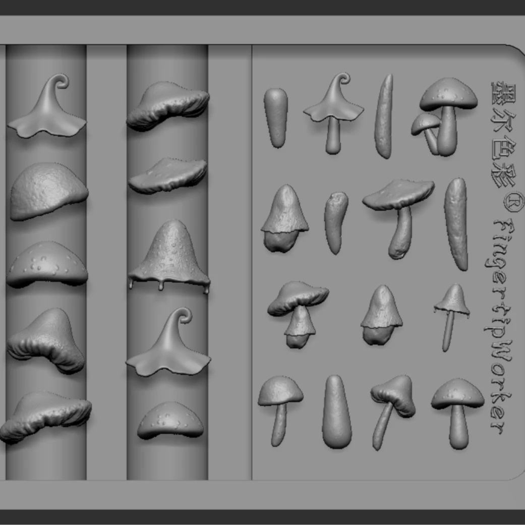 MORE ART 墨尔色彩联名FingertipWorker常用多种可爱蘑菇美甲模具