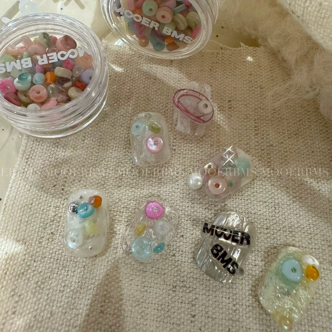 MORE ART 夏日奶油波点贝壳圈圈混装美甲饰品素材材料高品质光泽