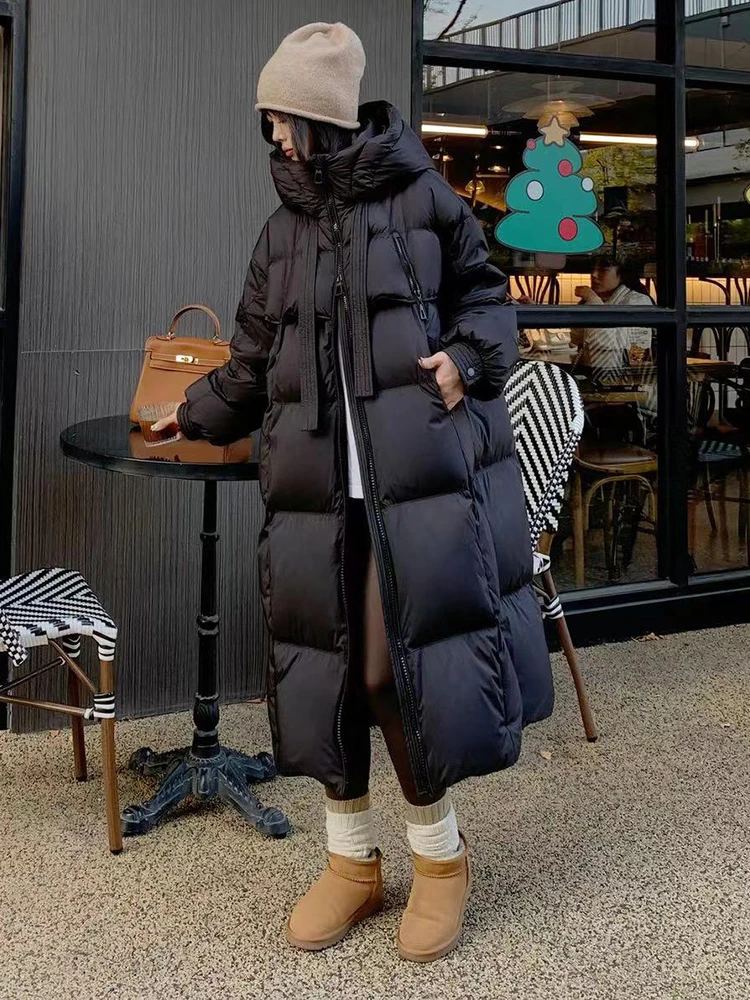 长款羽绒服女2023年冬季今年流行白鸭绒加厚韩系连帽面包服外套潮