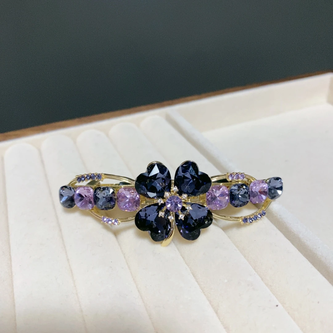 新款四叶草8公分弹簧夹马尾夹半披发夹2256紫色蓝色