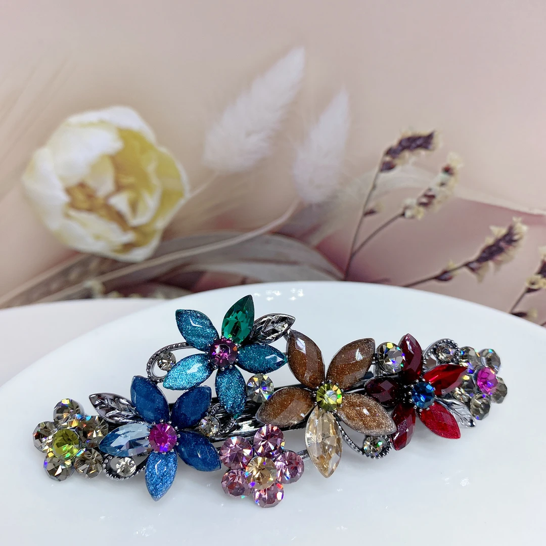 彩色花朵8公分弹夹半披发夹1717
