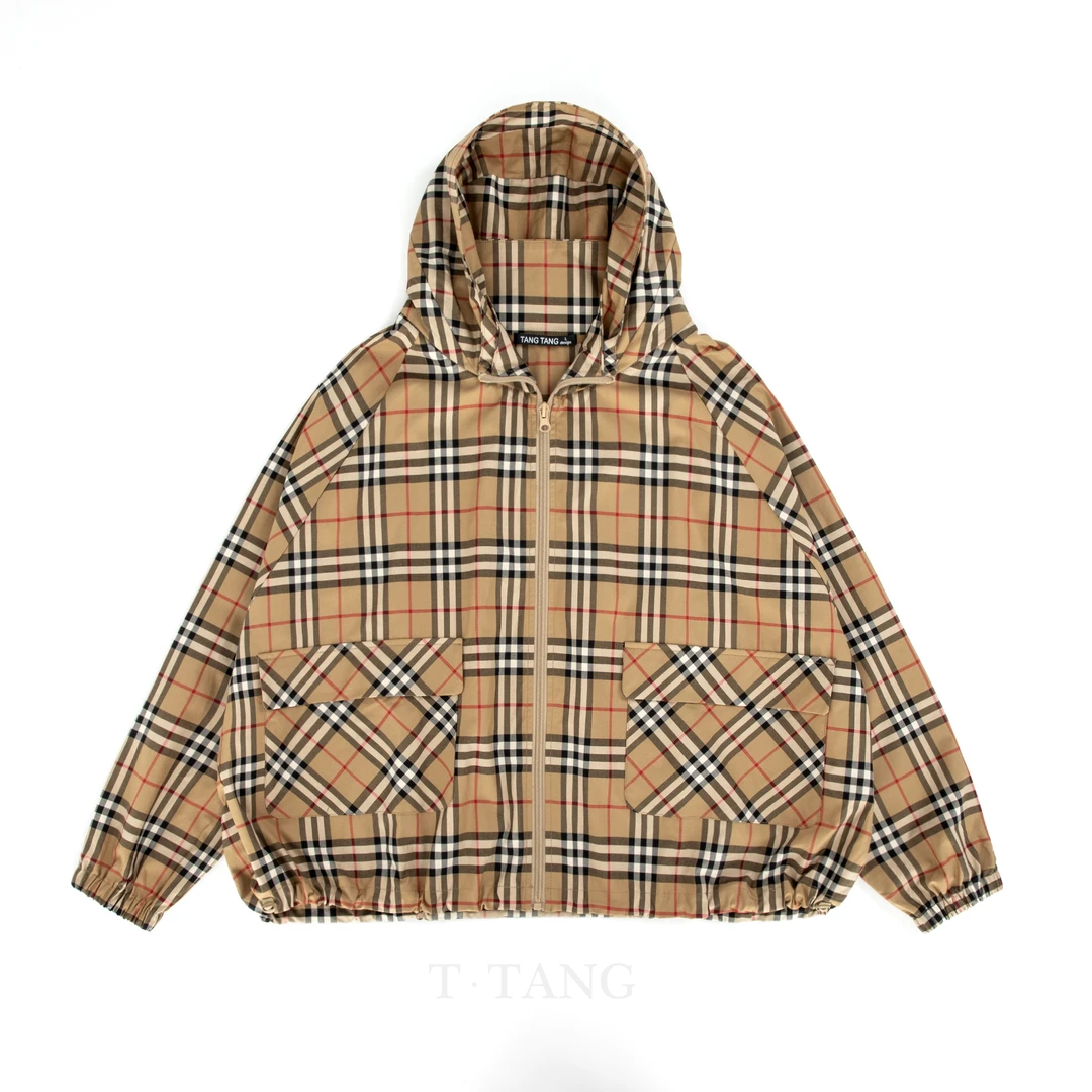 秋季时尚休闲宽松连帽复古经典格子短外套【2989】88