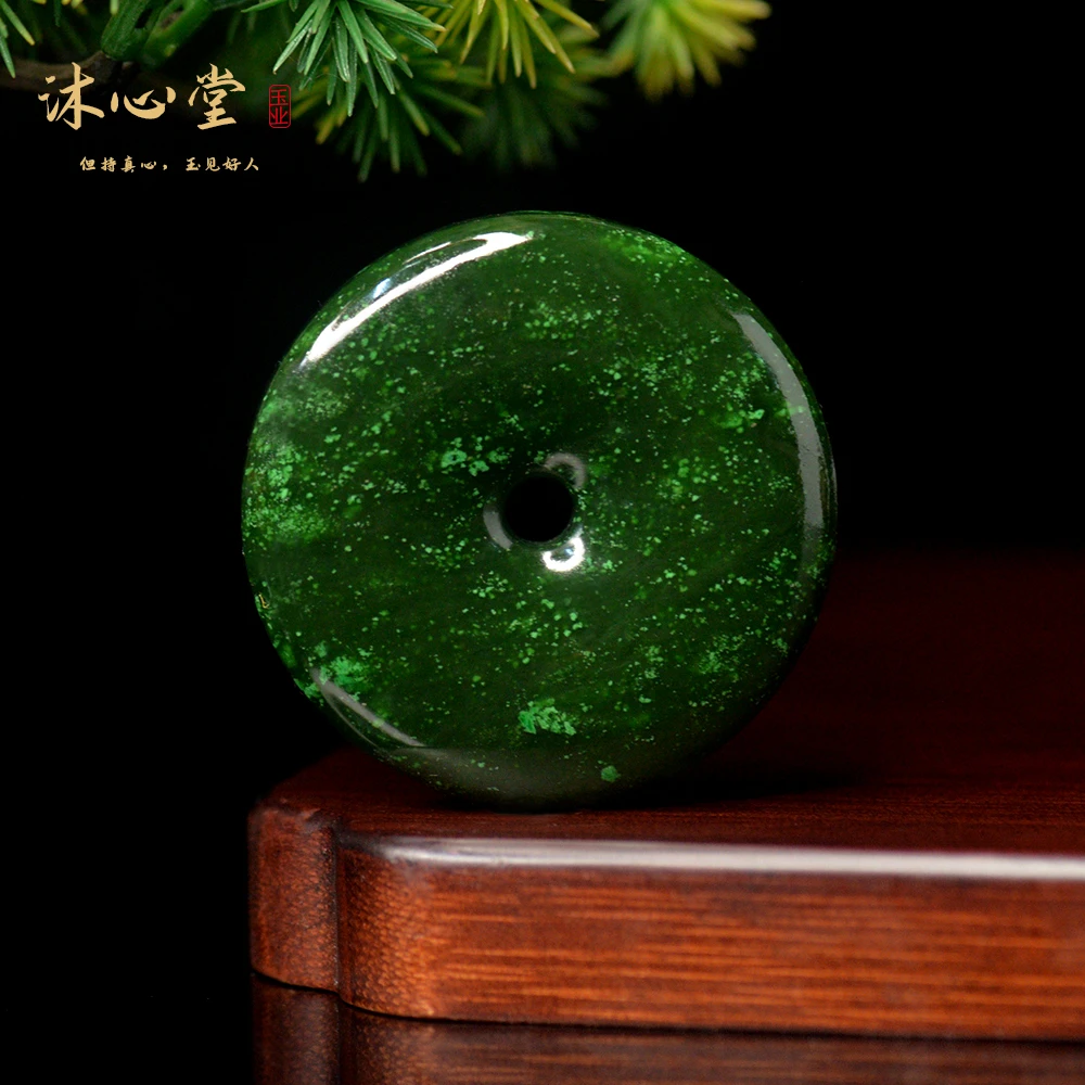 正品北极玉 | 碧玉镯芯料大平安扣带翠花菠菜绿吊坠多样性发货