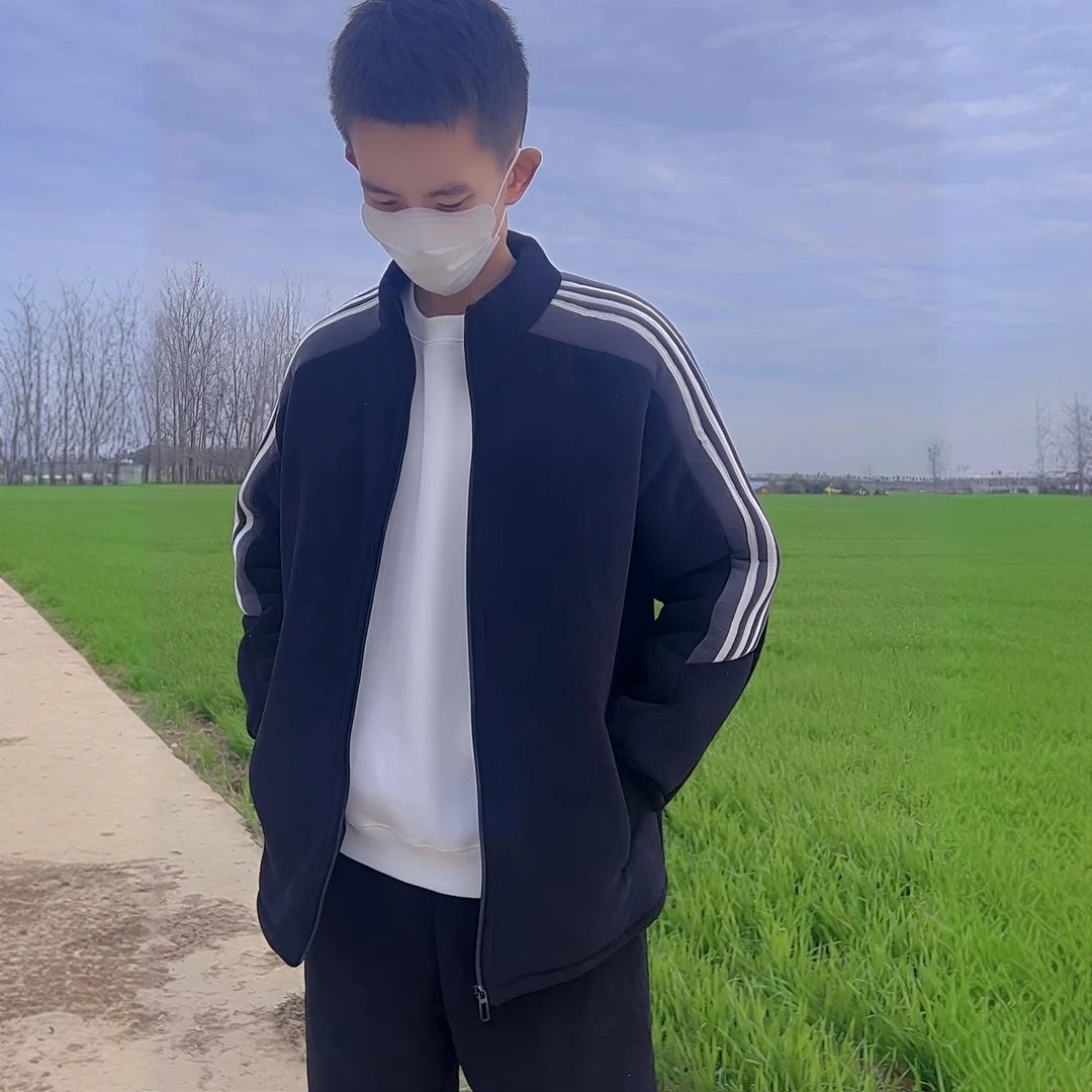 特价休闲运动加绒加厚立领保暖情侣套装家居服可外穿