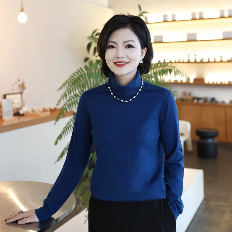 枫竺高端女装阿楠anan 惬意时光 100精纺羊毛口水领打底衫女秋冬