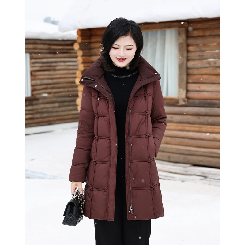 枫竺阿楠anan 时光馥语 90白鸭绒可拆卸连帽中长款加厚羽绒服女冬