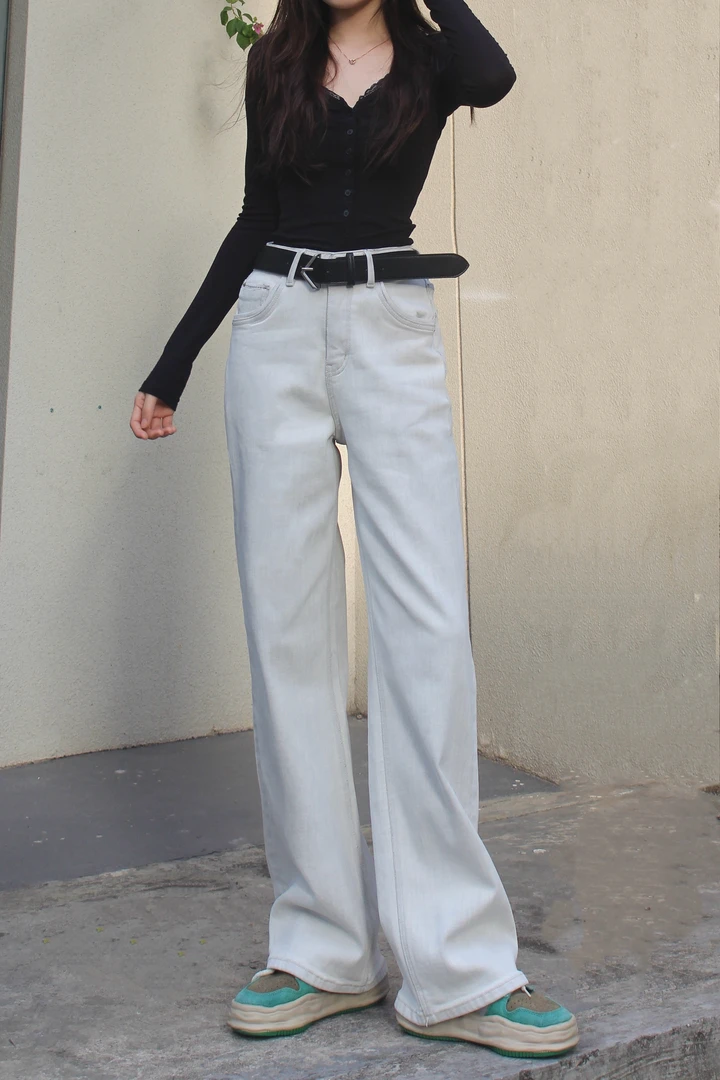 ZiYin·兹音 冬季新款加绒加厚白月光阔腿牛仔裤#2009Z