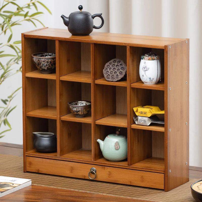 桌面茶杯架小型桌上博古架实木紫砂壶茶具茶宠茶叶罐收纳置物架子