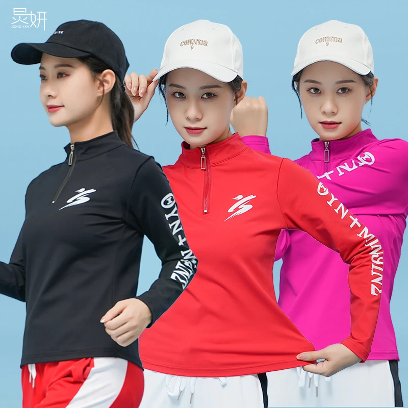 炅妍广场舞上衣新款长袖健身操红色衣服单件舞蹈服女秋冬厚立领