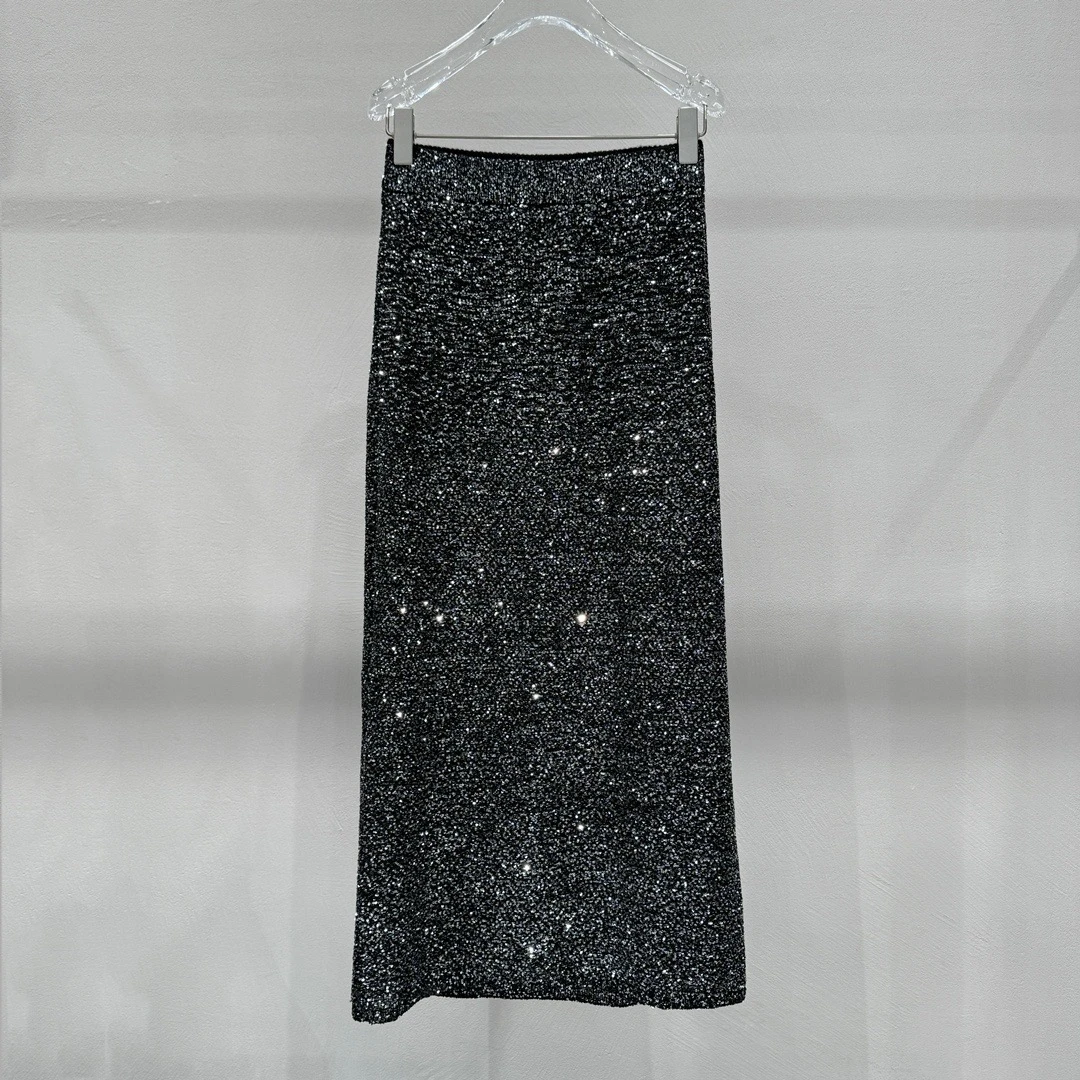 艾家24年冬季新款时尚百搭亮片半身裙3576