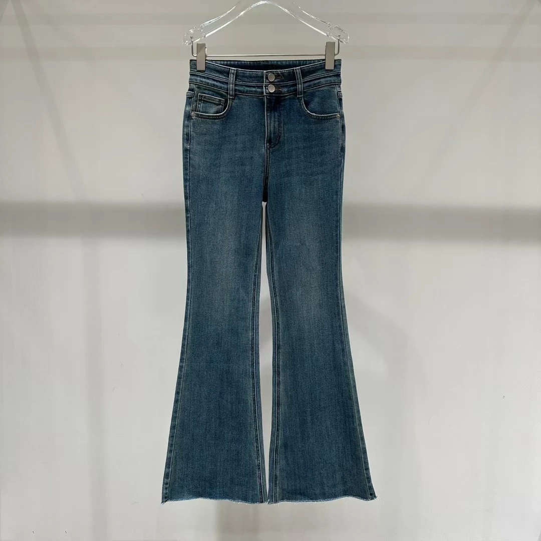 艾家气质高腰时尚喇叭牛仔裤3258